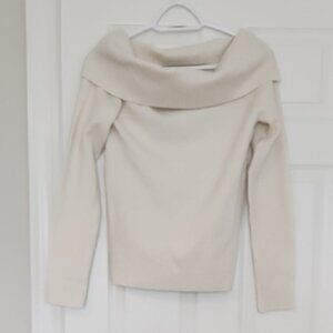 Elegant Cream Off-Shoulder Sweater